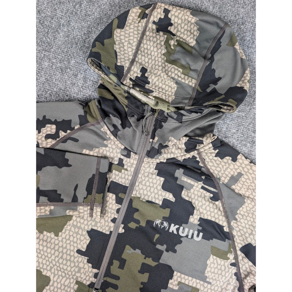 KUIU Peloton 97 Hoodie Mens Large Verde Camo Karuishi Fleece Half Zip 20031